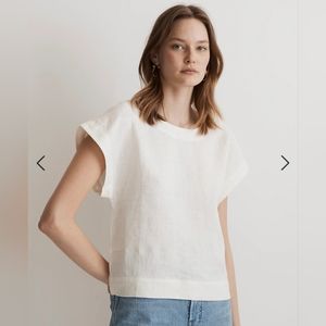 White linen square back blouse